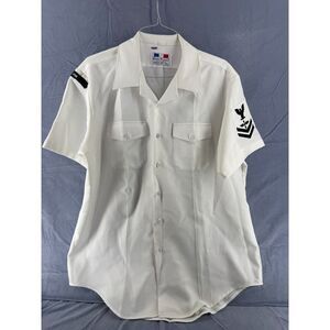 Flying Cross White Uniform Shirt XL Certified Navy Twill Short Sleeve Dress